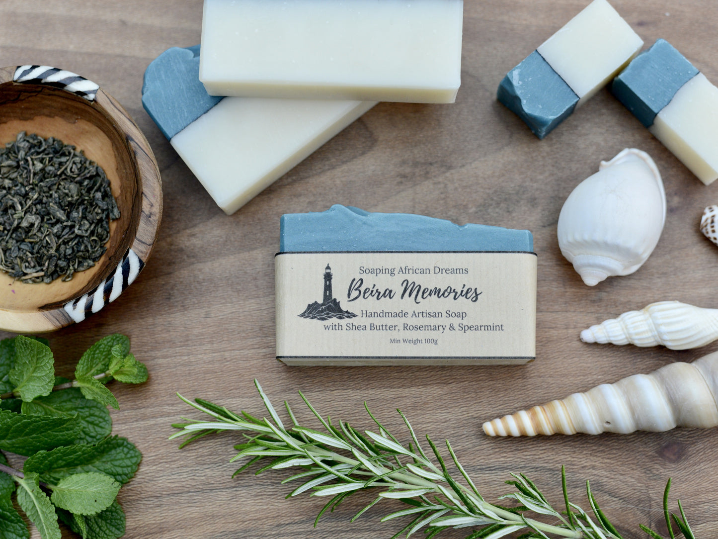 Beira Memories, Rosemary & Spearmint Essential Oils, Soap