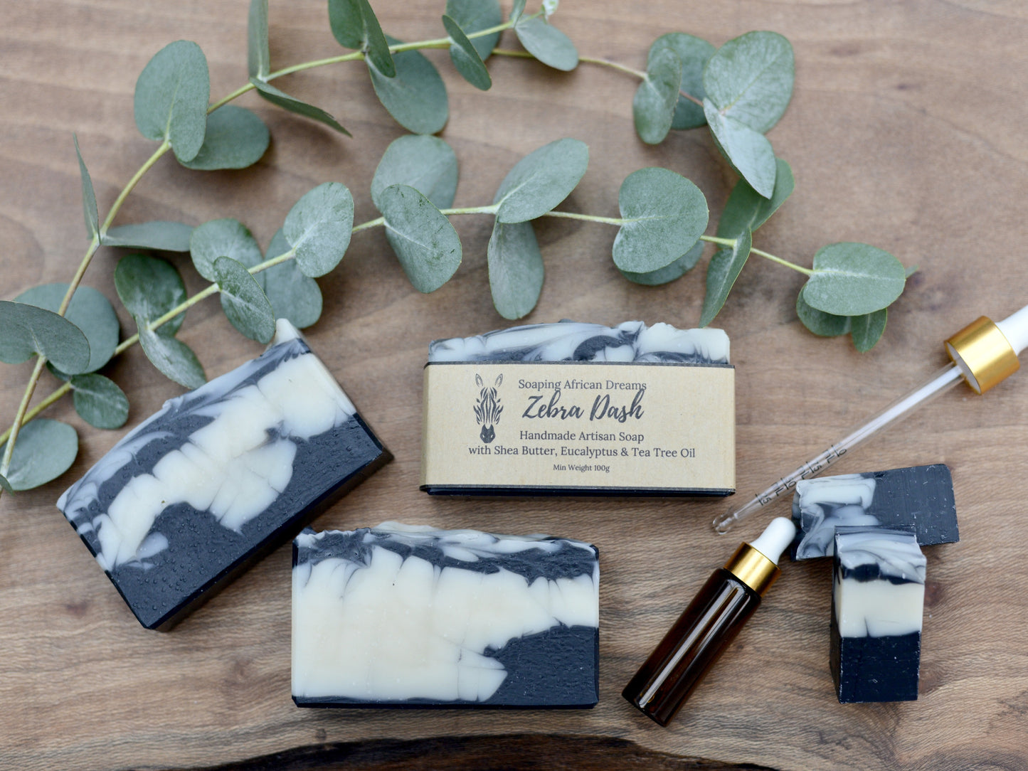 Zebra Dash, Eucalyptus & Tea Tree Essential Oils Soap