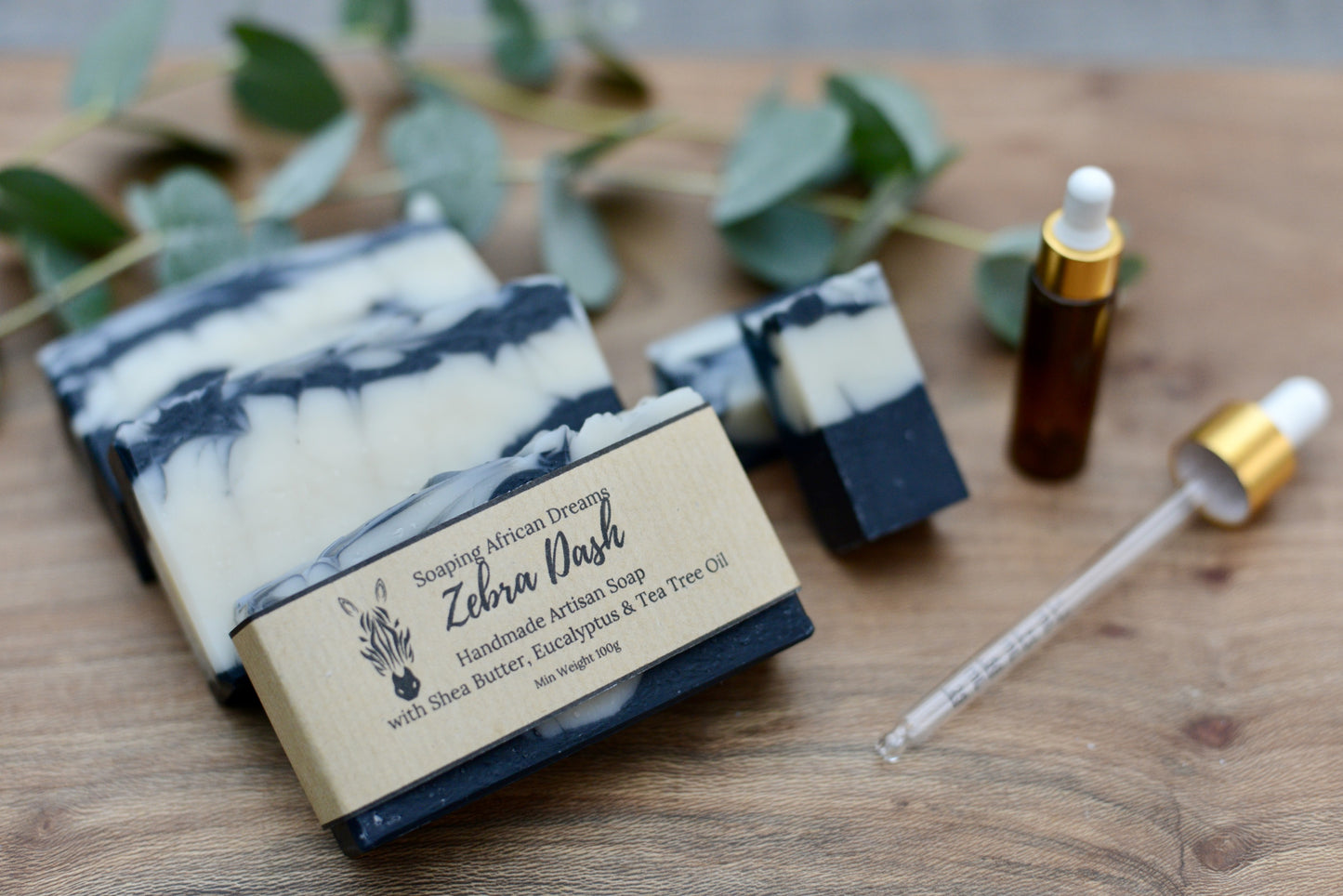 Zebra Dash, Eucalyptus & Tea Tree Essential Oils Soap